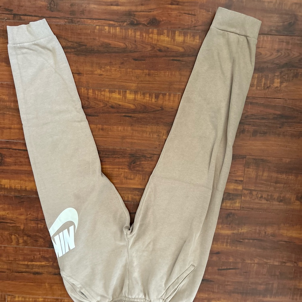 Nike Tan Sweatpants with Tapered Leg Design